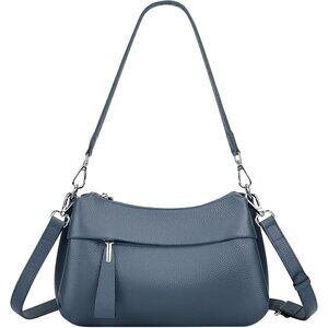 Genuine Leather Indigo Blue Crossbody Bag Women Small Hobo Shoulder Purse Straps